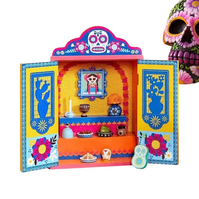 

Day Of The Dead Decoration Wooden Multicolor Skull Box For Altar Supplies And Remembrance Celebrate Day Of The Dead Ornaments