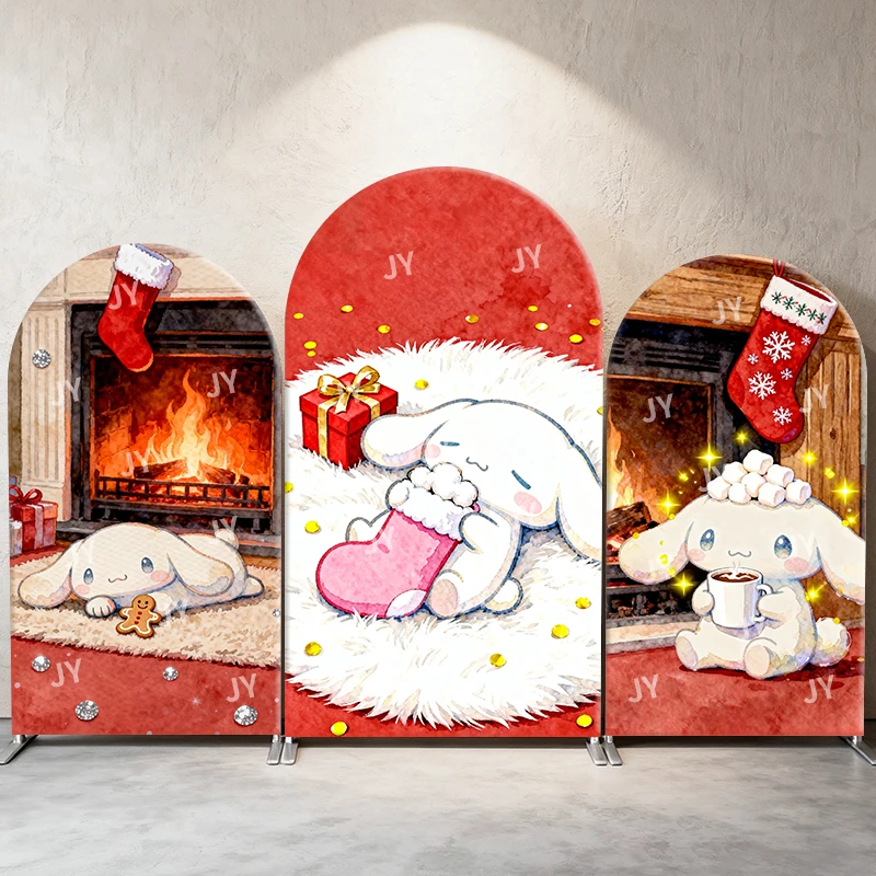 Фото Фон для фотосессий Cinnamoroll Arch Backdrop Cover Sanrio, рождественский фон, подходит для праздничных мероприятий и детских дней рождения, многоразовый. №1
