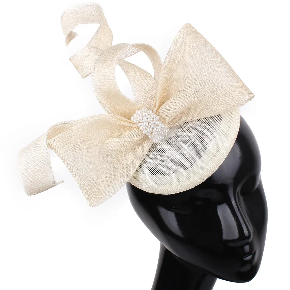 Чародеи для волос повязки на голову с бантом свадебная фата шляпы Sinamay