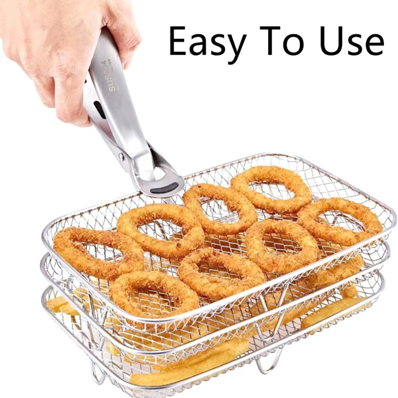 3-уровневая стойка для фритюрницы Штабелируемая подставка гриля из нержавеющей