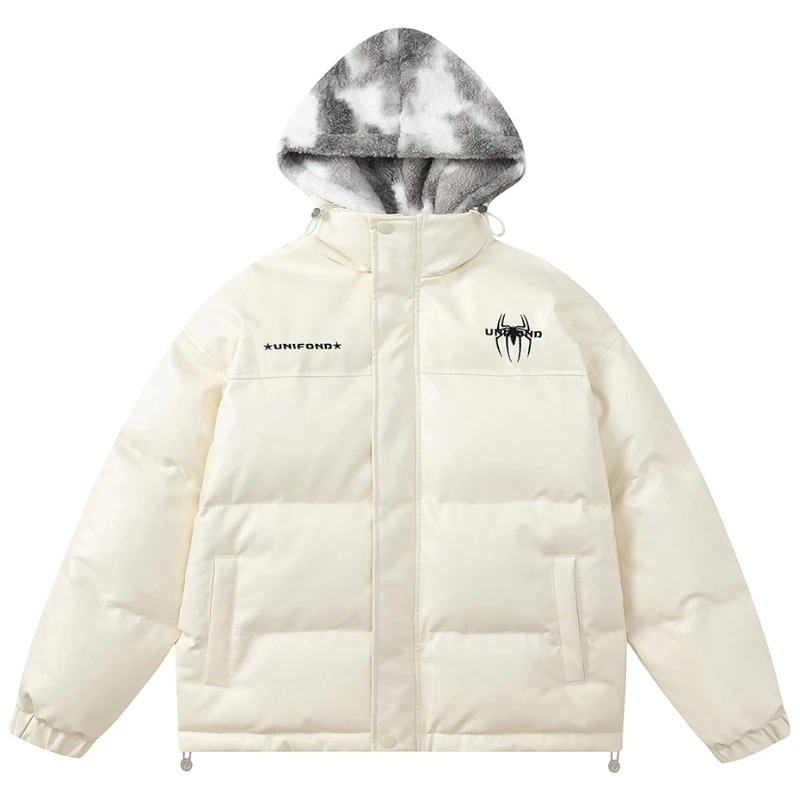 Мужская зимняя кожаная парка Женская Толстая флисовая куртка с капюшоном и