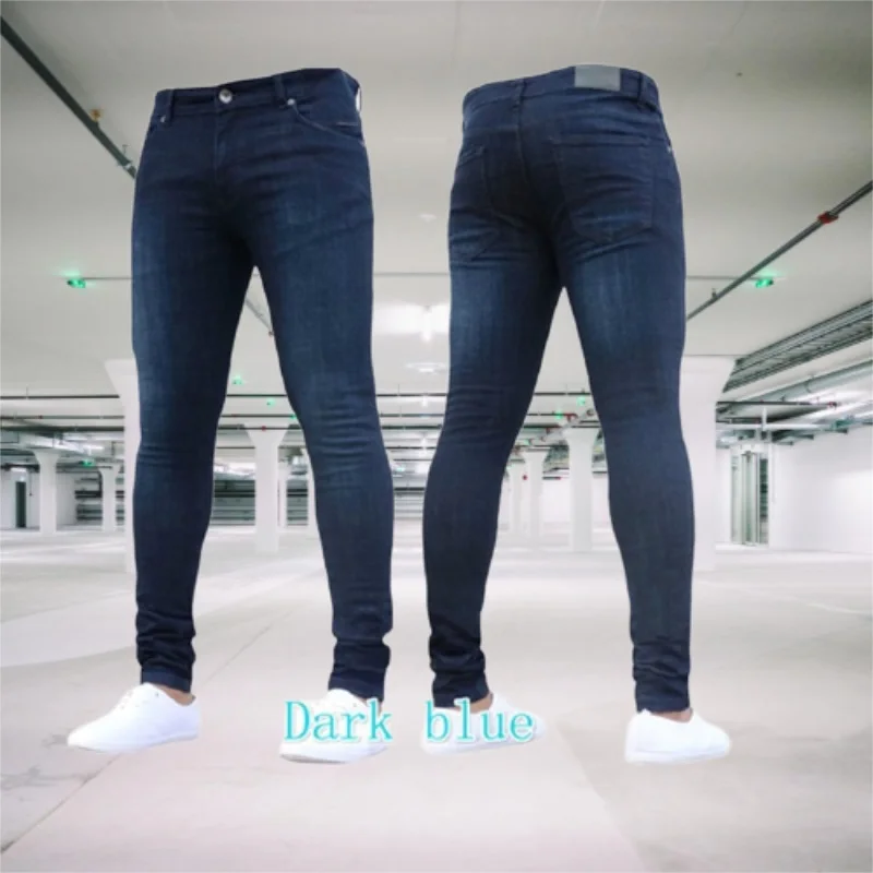 Men Jeans Stretch Casual Pants Rerto Washing Zipper Slim Fit Trousers Male Plus Size Pencil Pants Denim Skinny Jeans For Men