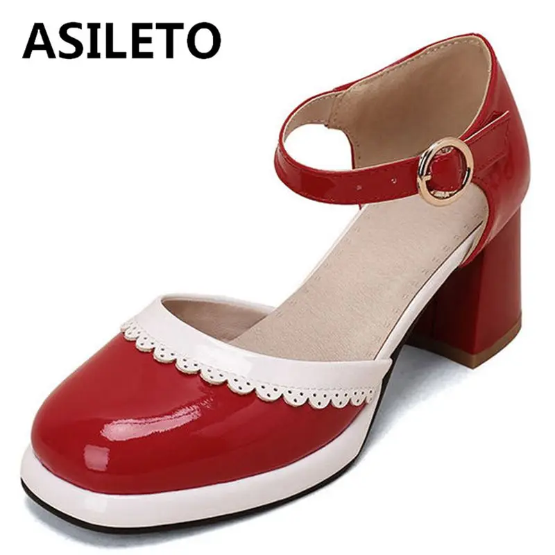 

Женские сандалии ASILETO 2022, платформа с круглым носком, Квадратные каблуки, большой размер 33-43, разные цвета, красные, розовые, мода S3735