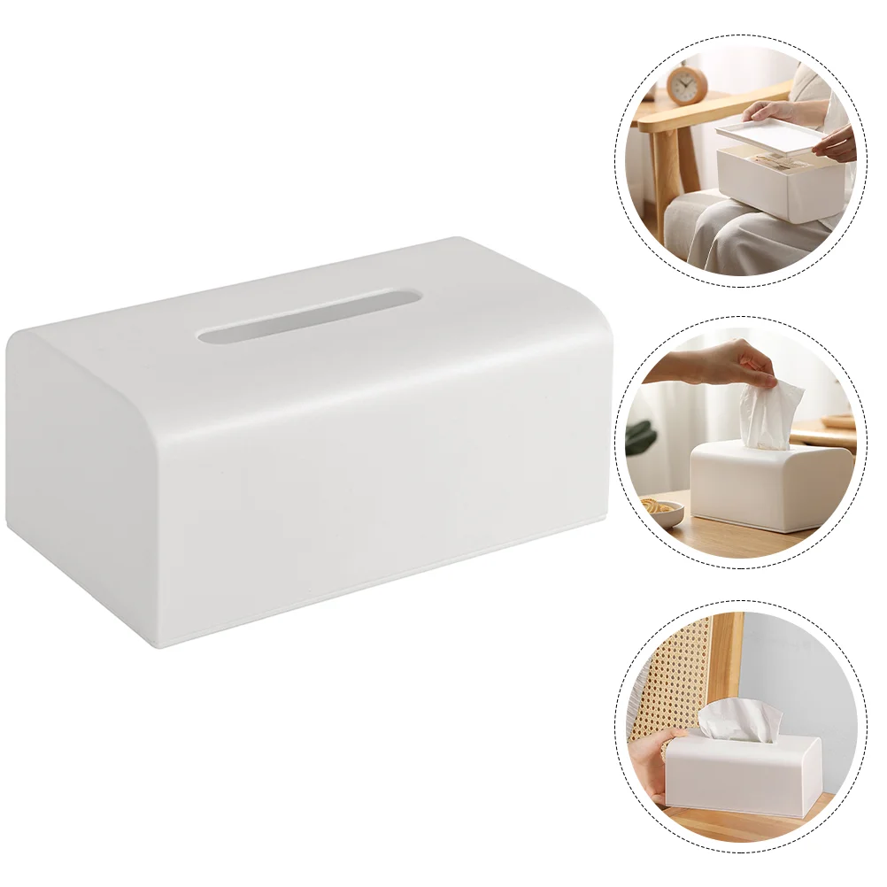 

Box Tissue Holder Facial Container Desktop Paper Napkin Case Rectangular Tissues Storage Dispenser Cover White Controller Remote