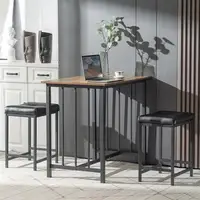 Dining Room Sets 3-Piece Bar Table Set Kitchen Counter Height Dining Set, Bar Table with 2 Bar Stools Industrial for Kitchen