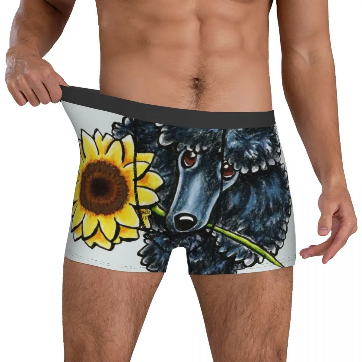

Poodle Underwear Sunny Black Miniature Poodle Men's Underpants Printing Breathable Trunk Hot Shorts Briefs Large Size