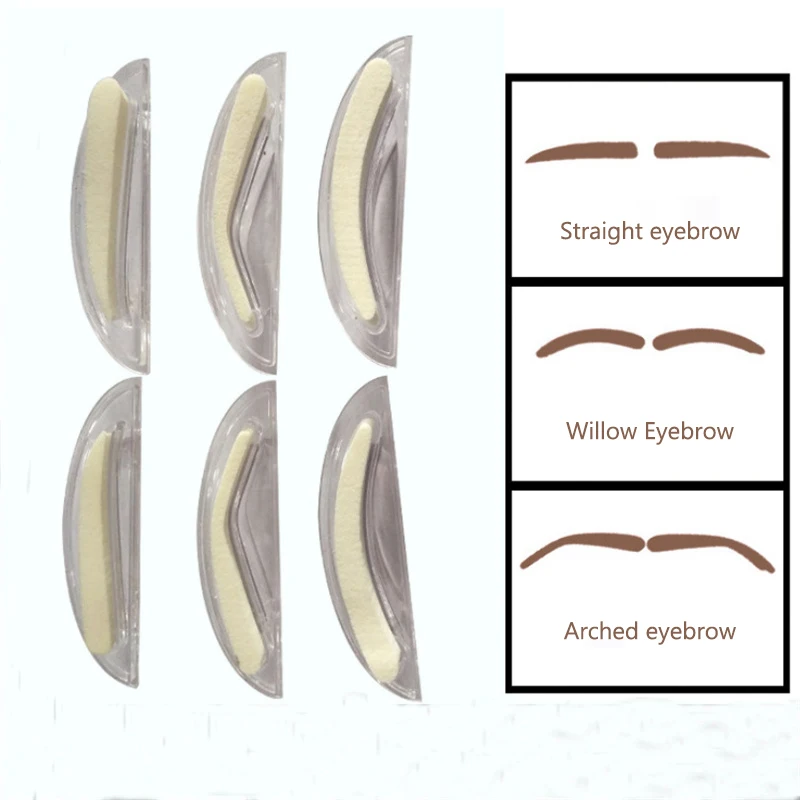 1 пара профессиональный трафарет с губкой для бровей ручкой ленивых быстрый