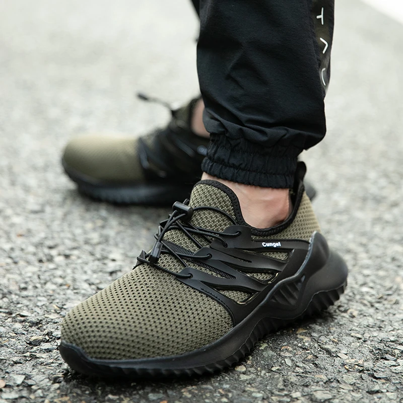 New Mens Hiking Shoes Mesh Steel Toe Cap Men Work Safety Shoes Working Boots Puncture Proof Protective Footwear Size 39-46