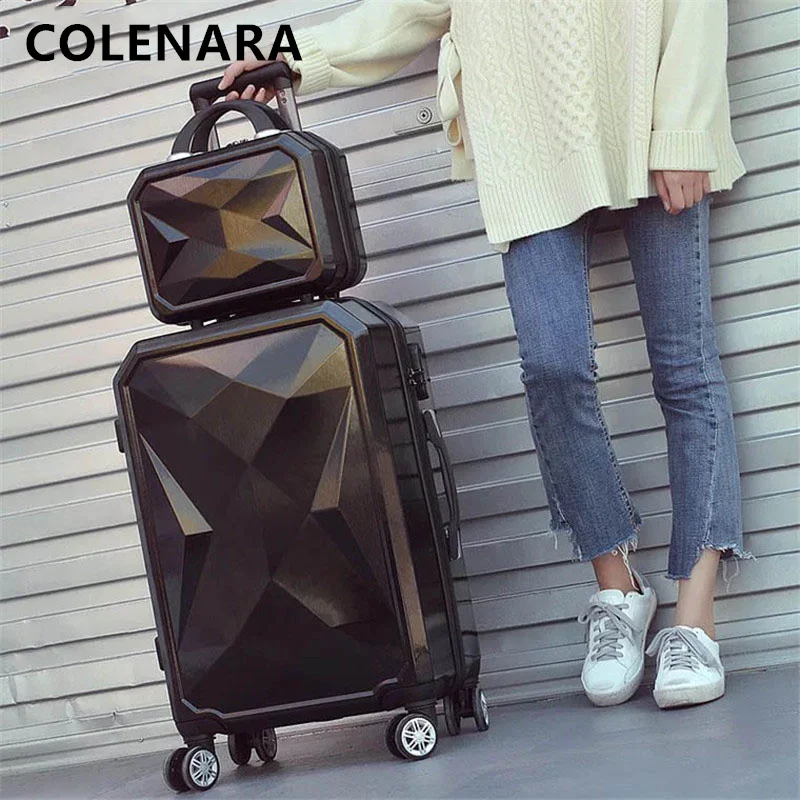 COLENARA 20/24/26/28Inch New Suitcase Men's Fashion Trolley Case Set Women's Portable Makeup Bag with Wheels Rolling Luggage