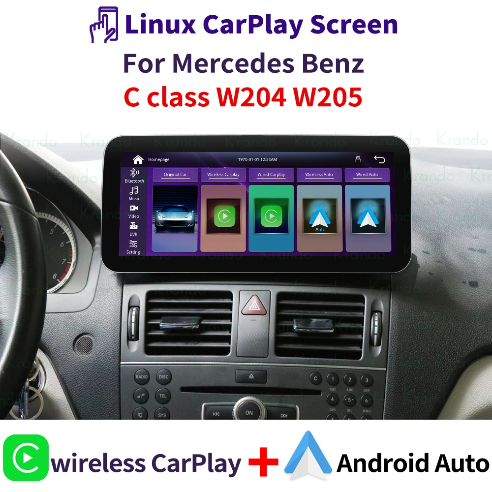Автомобильный мультимедийный экран Krando 10 25 дюйма Android Linux для BENZ C Class W204 C200 C220 C180