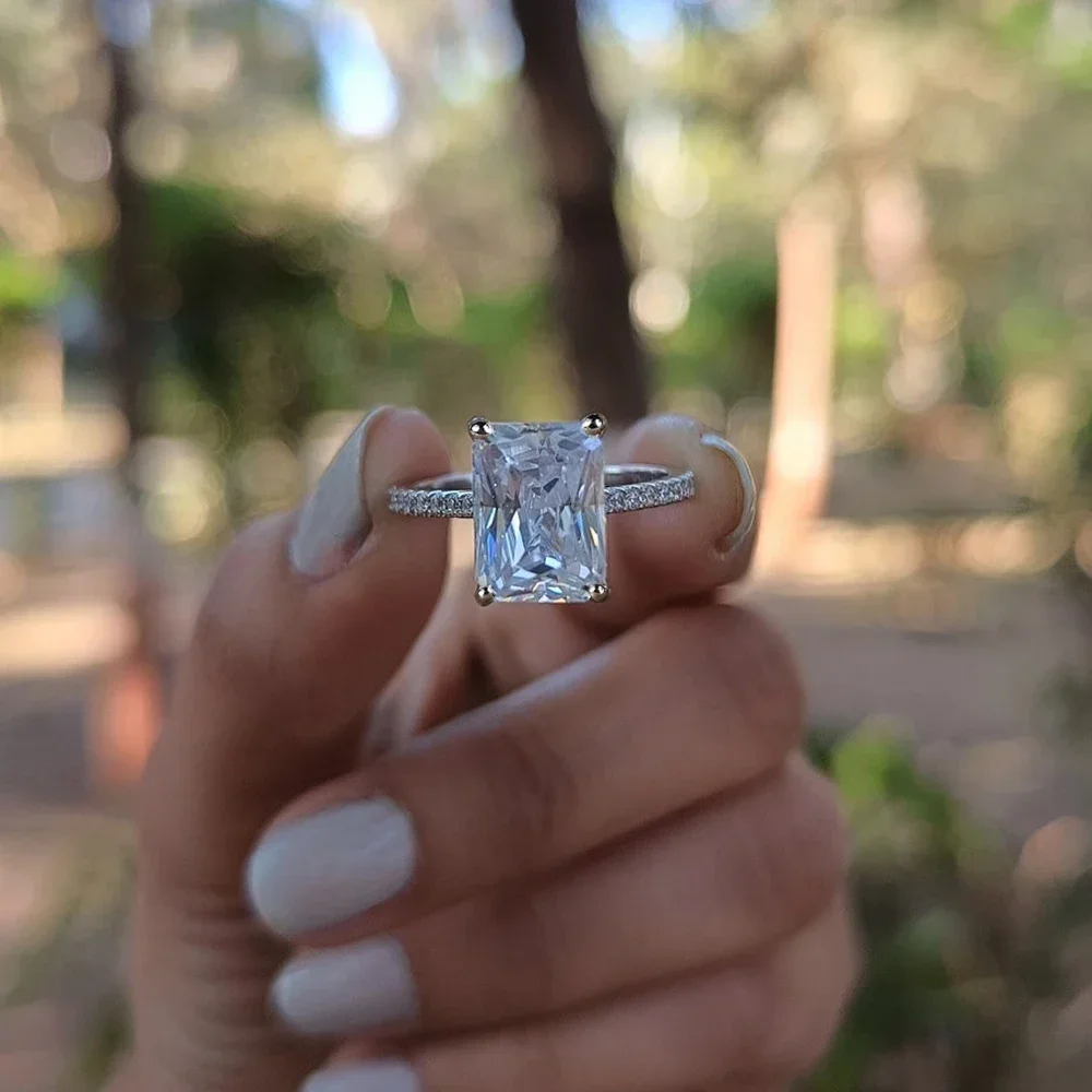 Обручальное кольцо с муассанитом сияющей огранки на 1/2/3/4 карата для женщин