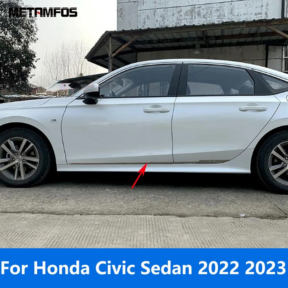

Для Honda Civic Sedan 11-го поколения 2022 2023 дверь из нержавеющей стали Боковая линия полоса кузова молдинг отделка Аксессуары автостайлинг