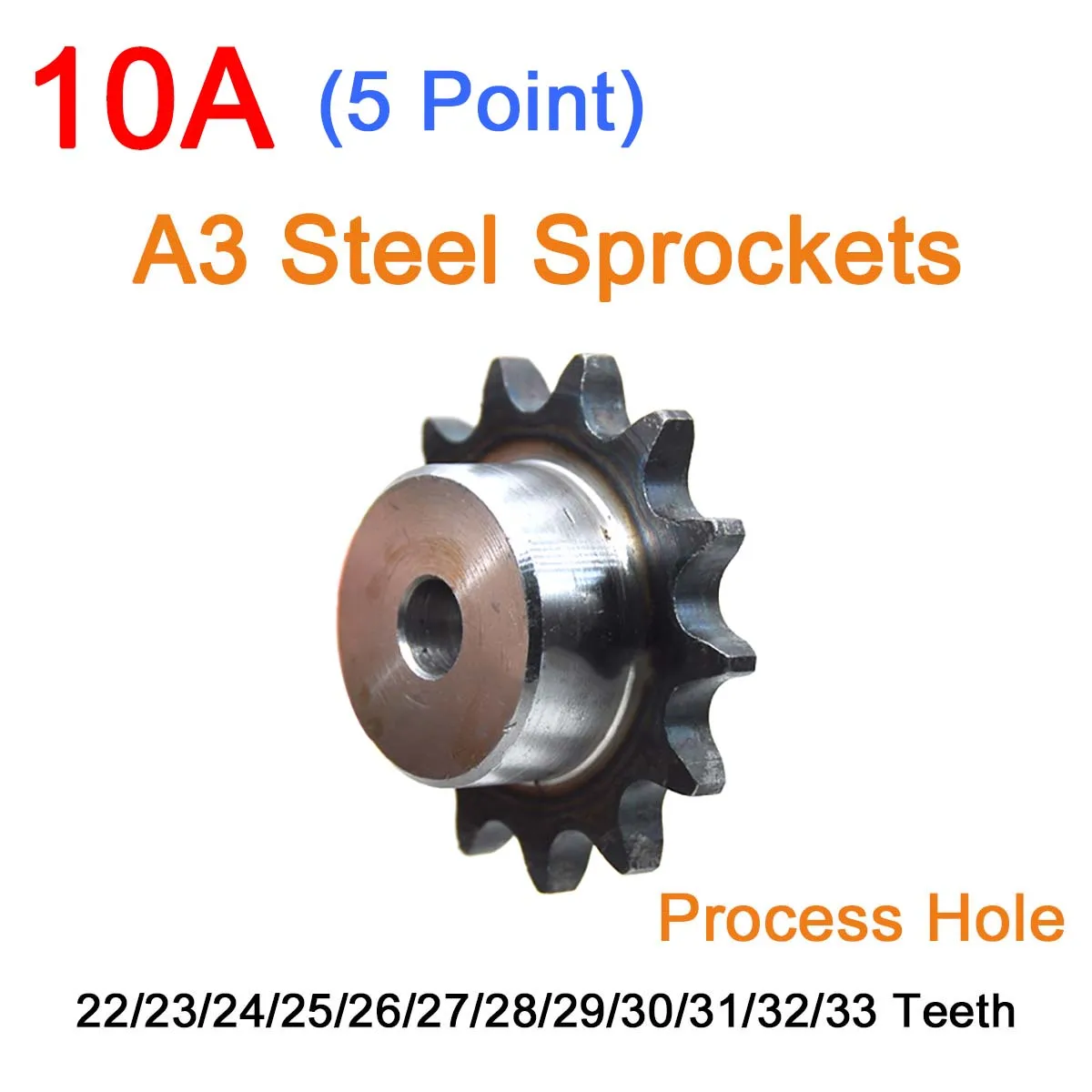 

1Pc 10A Chain Gear 22/23/24/25/26/27/28/29/30/31/32/33Teeth A3 Steel Industrial Sprocket Wheel Process Hole Tooth Pitch 15.875mm