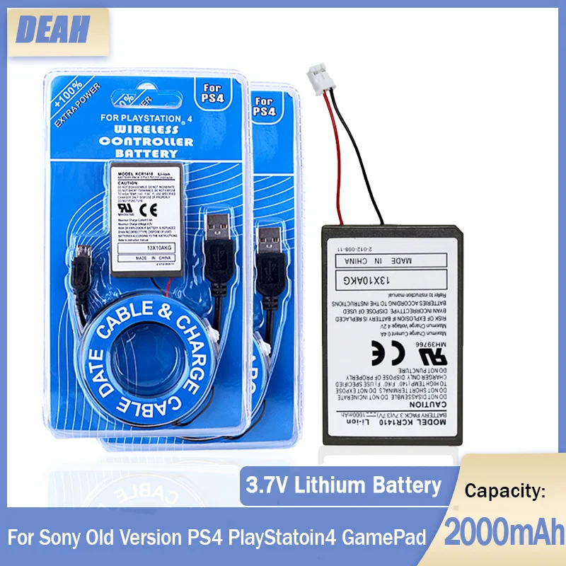 3.7V 2000mAh Rechargeable Battery With USB Charging Cable For Sony PS4 PlayStatoin4 Wireless Controller Gamepad Lithium |