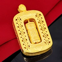real 18k gold buddhism pendant necklace sets for women men fine jewelry chain necklaces ring sacrifice choker anniversary gifts
