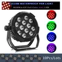 10pcslots ip65 waterproof stage light 12x18w rgbwa uv 6in1 led par light dmx strobe light for dj disco stage lighting
