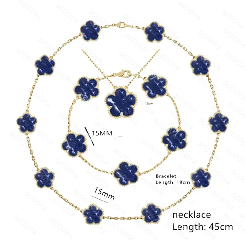 

New 2023 Lucky Clover Bracelet 18K Gold Plated Fashion Trend Natural Shell Necklace Luxury Jewelry Bracelet for Women