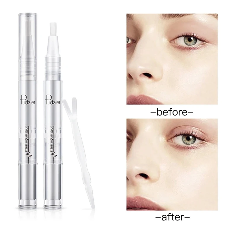 Pudaier Double Eyelid Gel Cream Double Head Eyelids Pen Invisible Eyelid Glue Long lasting Magical Eye Lids Cream Makeup Tools