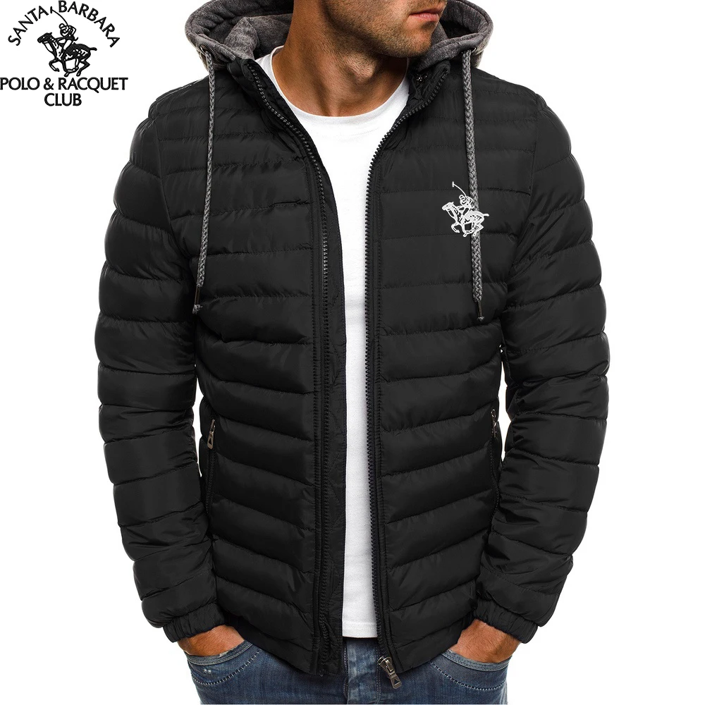 Фото SANTA BARBARA POLO &RACQUET 2525, новая мужская пуховая хлопковая куртка с капюшоном, ветрозащитное пальто-пуховик для повседневной носки №1