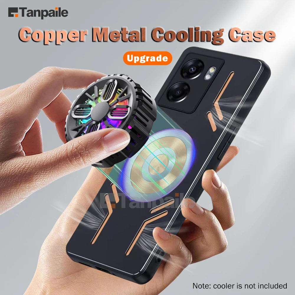 

Cooling Case For OPPO A57 A77 A56S A57S A57E A77S K10 Realme V23i Q5i Narzo 50 Shockproof Copper Metal Heat Dissipation Cover