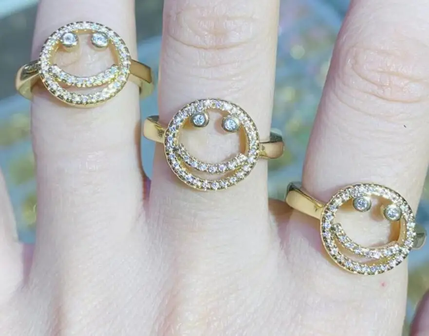 

1pcs smiley Rings Zircon Jewelry Ring Layer Metal Rings Accessories Jewelrys For Women Rings Adjustable df3s