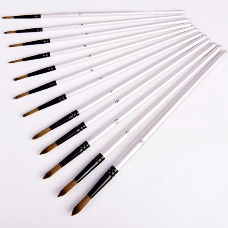 12 шт. нейлоновые кисти для рисования с деревянной ручкой |