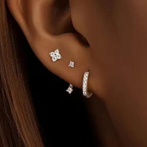 Серьги-кольца Piercing Addicter, медные, серебряный/золотой, 3 шт.