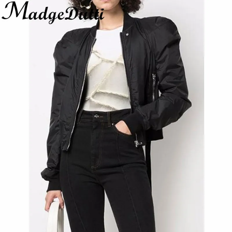 

Женская короткая куртка MadgeDutti с декоративными лентами, с пышными рукавами и молнией, 11,16