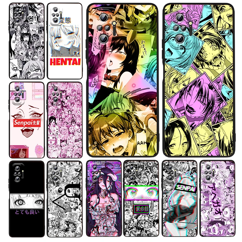 

Ahegao Manga Girl Art Phone Case For Xiaomi Redmi Note 11E 11S 11 11T 10 10S 9 9T 9S 8 8T Pro Plus 5G Black Soft Cover