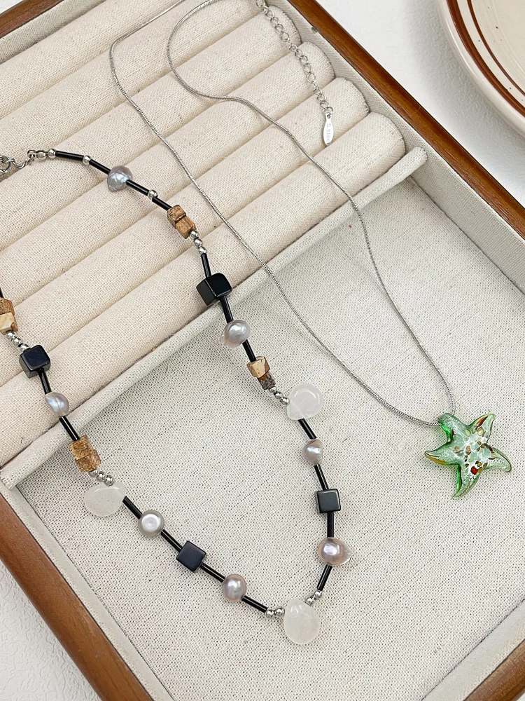 Bohemian Irregular Beaded Necklace Women Holiday Sle Advanced All-Match Starfish Pendant Choker