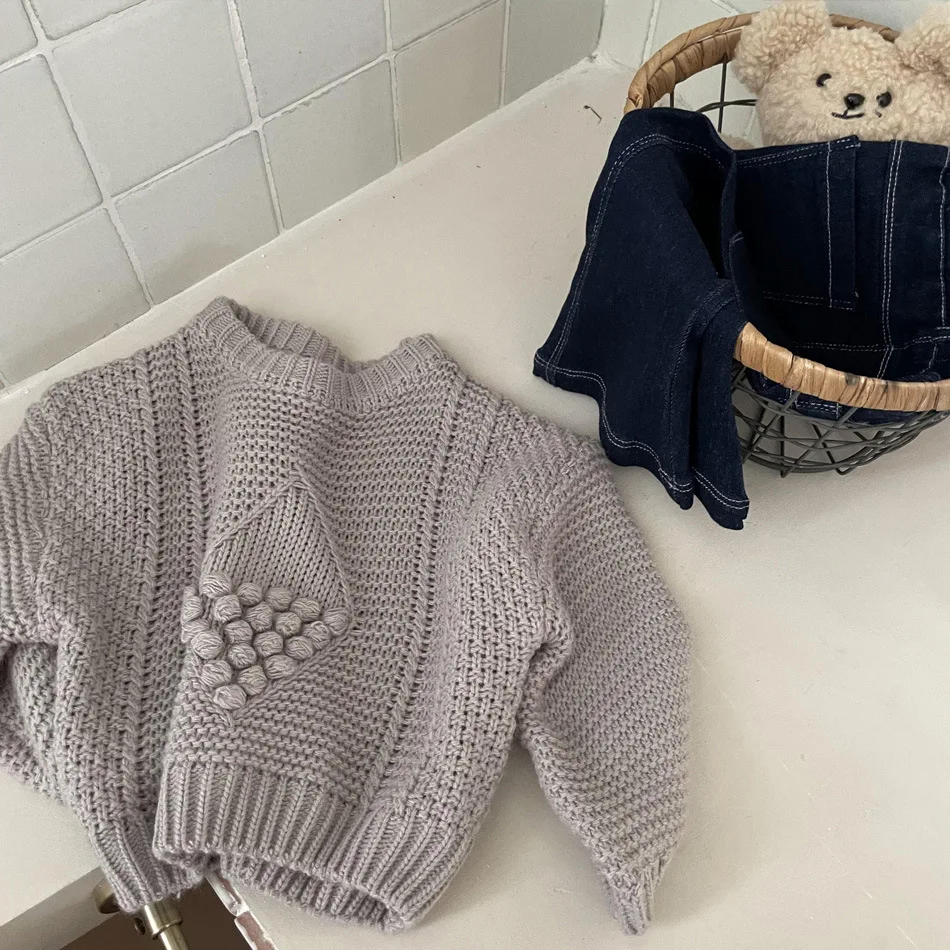 

Long Sleeve Sweaters Coat Children Sweaters Autumn Winter New Toddler Girls Kids Knitting Pullovers Tops Sweatersuit