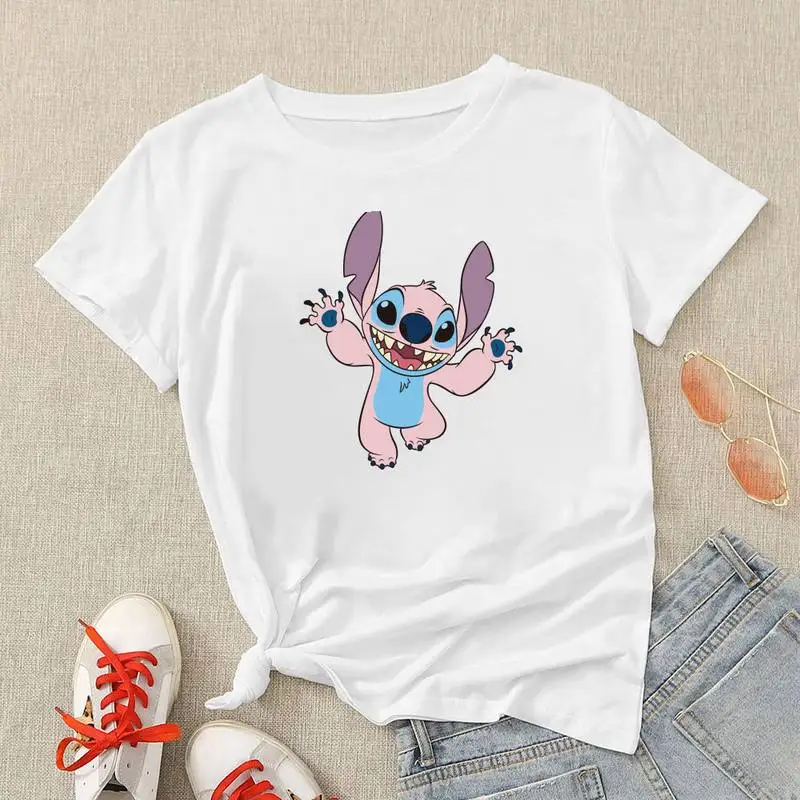 

Disney Cute Kawaii Stitch Lilo T Shirt Women Loungefly Clothes Tshirt Hipster America Fashion Vacation Edgy