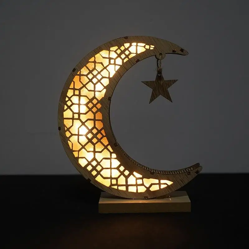 

Eid Mubarak табличка Луна Украшение мусульманское Рукоделие украшение фотосветящийся деревянный подарок шаблон пользовательские дисплеи поделки