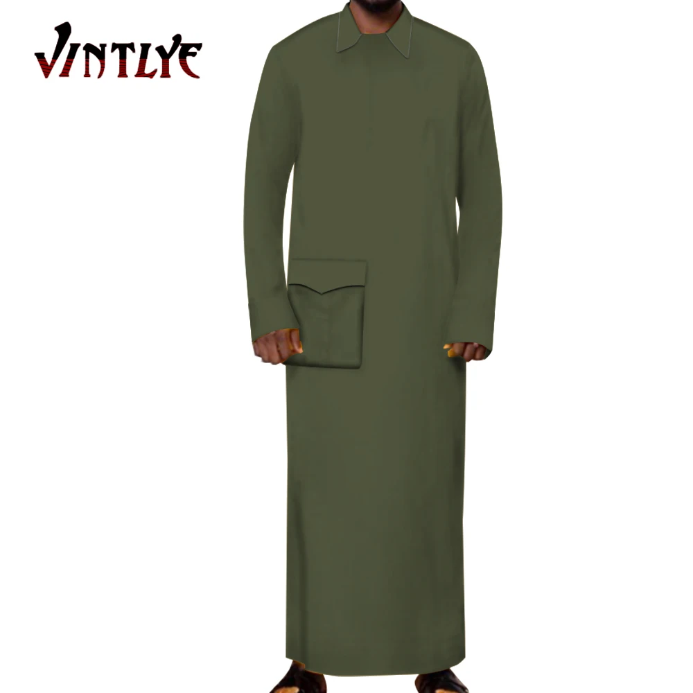 African Clothes for Men Dashiki Long Robe Suits Africa Traditional Men Outfit Long Sleeve Turn Down Collar Long Robe Wyn1506