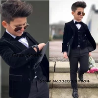 boys velvet suit 3 piece formal jacket pants vest business style kids blazer party pants set costume enfant gar%c3%a7on