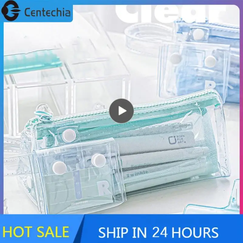 

Convenient High Capacity Fashionable Stationery Storage Transparent Pencil Case Portable Storage Learning Accessories Durable