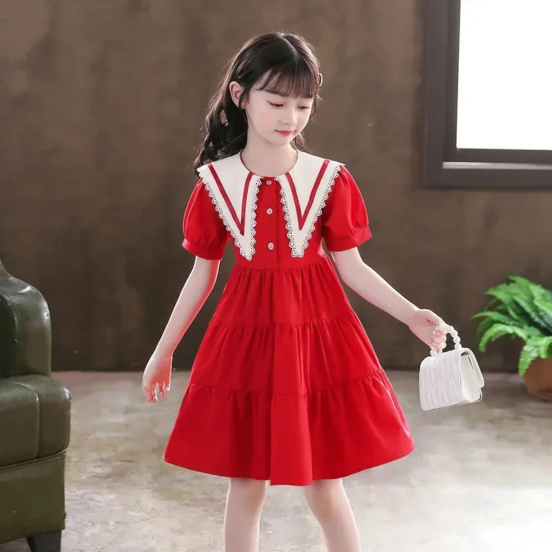 

Новинка 2023, летнее платье принцессы для девочек в японском стиле, хлопковое платье с матросским воротником, Повседневное платье для подростков, детская одежда для малышей 12 лет