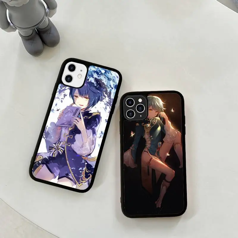 

Genshin Impact Xingqiu Phone Case Silicone PC+TPU Case for iPhone 11 12 13 Pro Max 8 7 6 Plus X SE XR Hard Fundas