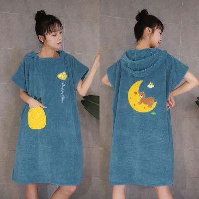 

Fast Absorbing Water Changing Robe Beach Towel Outdoor Sports Soft Tactility Hooded Bath Towels Dress Poncho Swimming Cloak