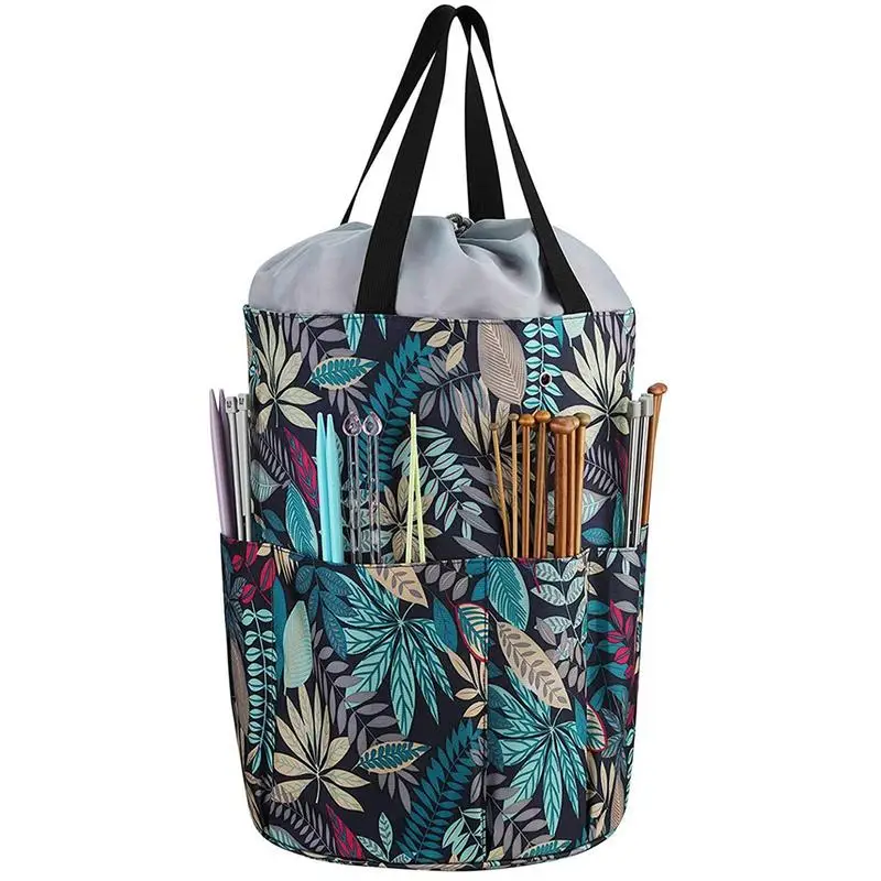 

Прочная сумка для вязания из ткани Оксфорд, сумка для вязания с карманами, женская сумка для хранения пряжи для вязания крючком и вязания