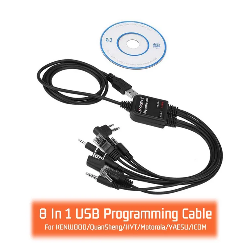 HOT 8 In 1 USB Programming Cable Multifunctional Compatible For Walkie Talkie KENWOOD/QuanSheng/HYT/Motorola/YAESU/ICOM Radio