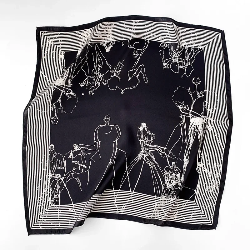 Женский пляжный шарф из натурального шёлка размеры 53 х53 см