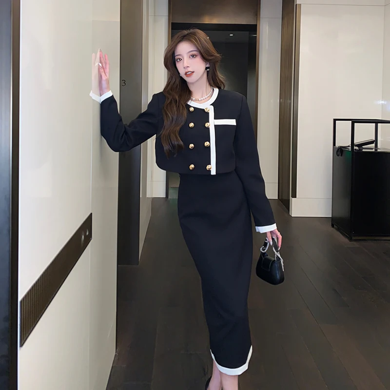 Женская короткая куртка в французском стиле 2024 осень и зима элегантный офисный