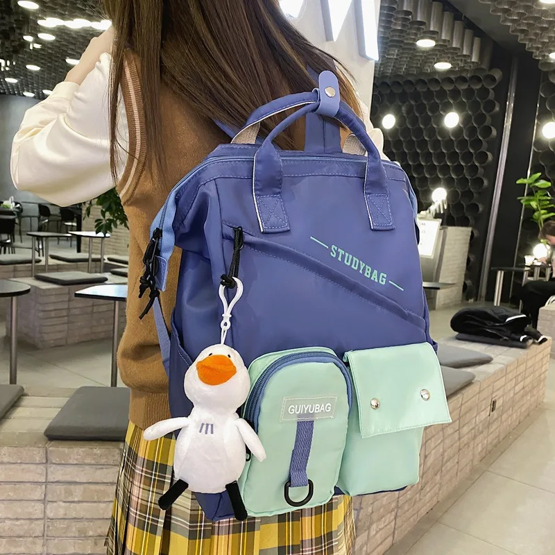 Милый детский школьный рюкзак в Корейском стиле, детские рюкзаки со множеством карманов, нейлоновые водонепроницаемые школьные ранцы для с...