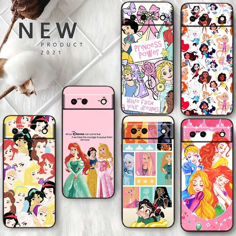 

Beautiful Princess Gril For Google Pixel 7 6 Pro 6A 5A 5 4 4A XL 5G Shell Soft Silicone Fundas Coque Capa Black Phone Case