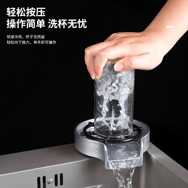 

60X45cm 304 stainless steel sink set kitchen nano gun gray sink single-slot household vegetable basin faucet drainer
