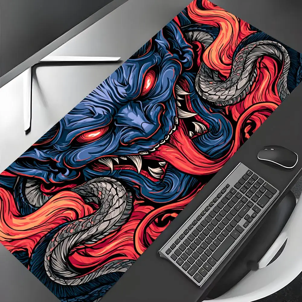 Фото Коврик для мыши Crimson Flame Demon, большой, для компьютера, офиса, игр, резиновый, противоскользящий, XXL, HDP, длинный настольный коврик, мауспад №3