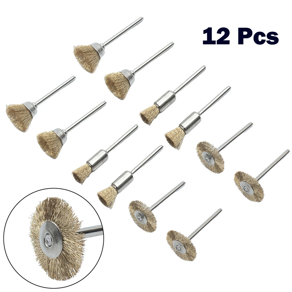 

12 Pcs Drill Brushes 8/15/22mm Bowl/ Straight/T Type Wire Brush Kit For Metal Polishing Rust Remover Rotary Tools Grinder Parts