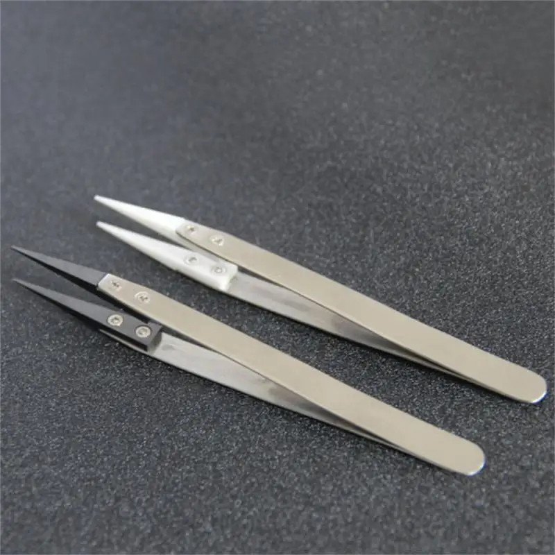 

Straight Aimed Ceramic Tweezers for Electronics Soldering with Stainless Steel Handle Black Tweezers Hand Tool Precision Tweezer