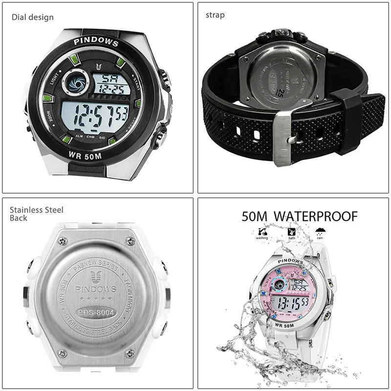 Submersible Digital Watch Women Waterproof Girl Electronic Hand Clock Student Dive Training Countdown Sport Wristwatches Ladies